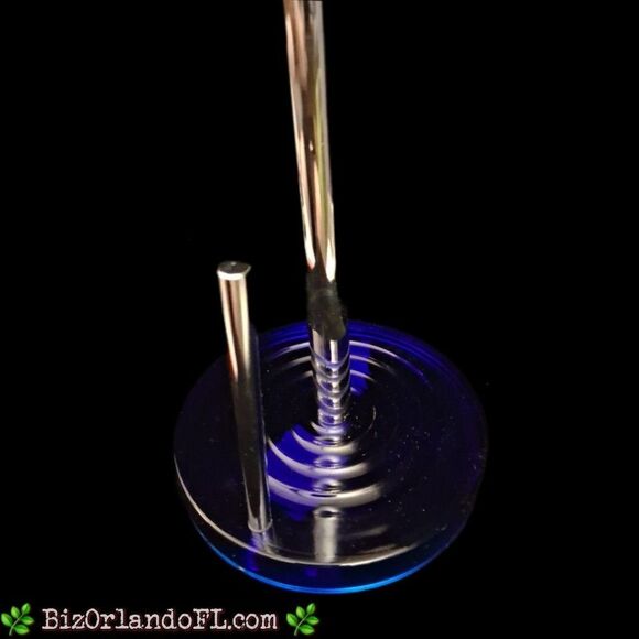 VINTAGE: Cobalt Blue Glass Base & Silver Metal Paper Towel Holder **RARE FIND** - Picture 6 of 9